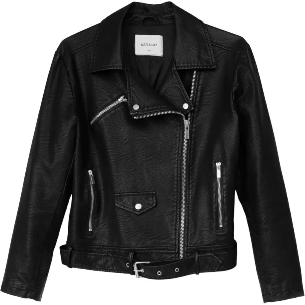 Matt & Nat NEW $215 DRADEN VEGAN LEATHER MOTO JACKET Black size Large